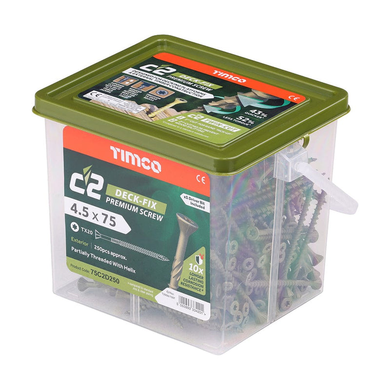 Timco - C2 Deck-Fix TX20 CSK GRN TUB 4.5 x 75 - 250 PCS