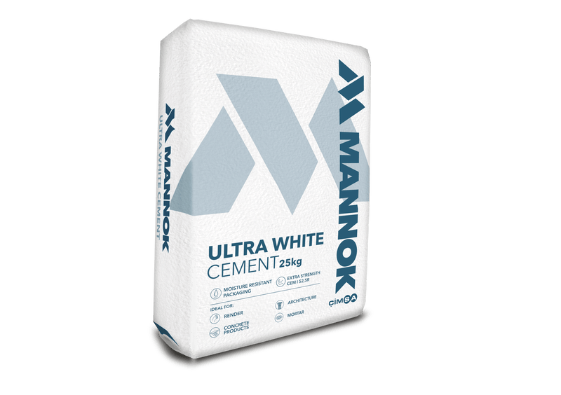 Mannok Ultra White Cement Snowcrete 52.5n High Stregth 25kg | Render & Decorative Use